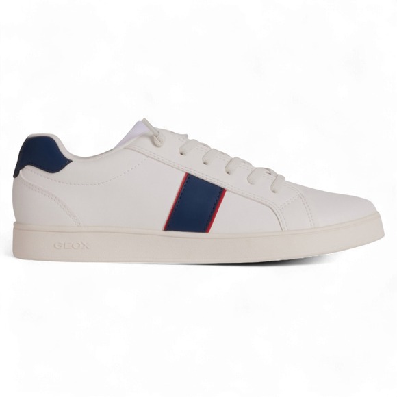 Geox Boys White Navy Low-Top Sneakers Size 3.5 Big Kid‎